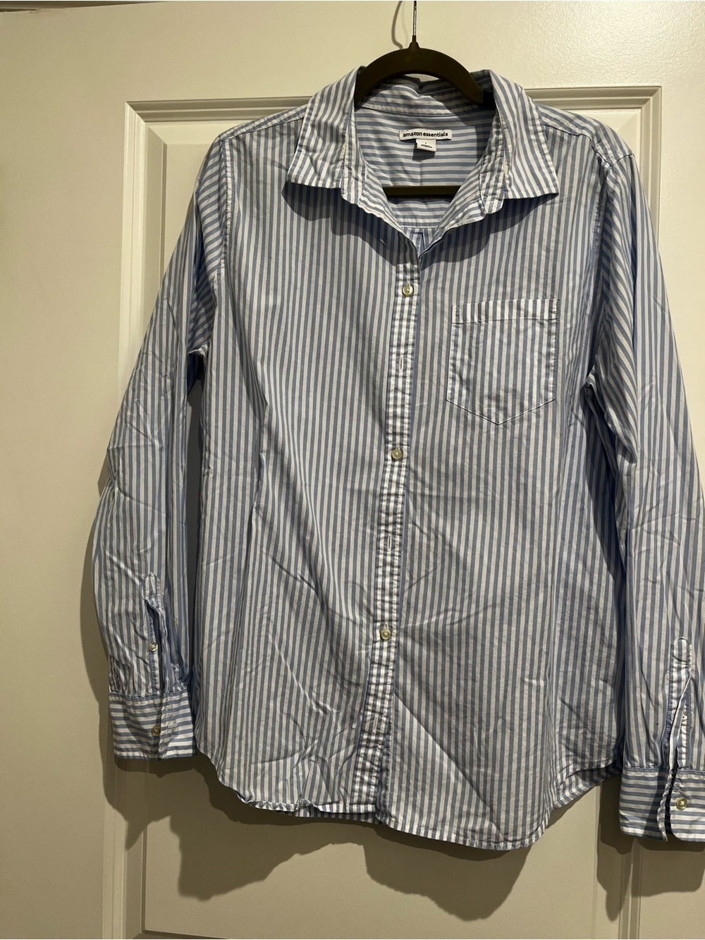 Amazon Essentials Light Blue and White Striped Button-Down Shirt